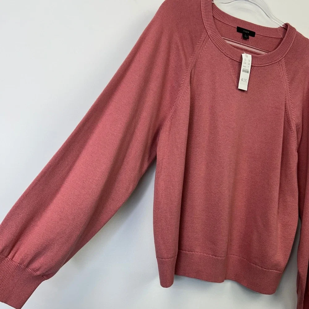 NEW J. Crew Womens Cotton Cashmere Pullover Sweatshirt Women's Large Pink Crew